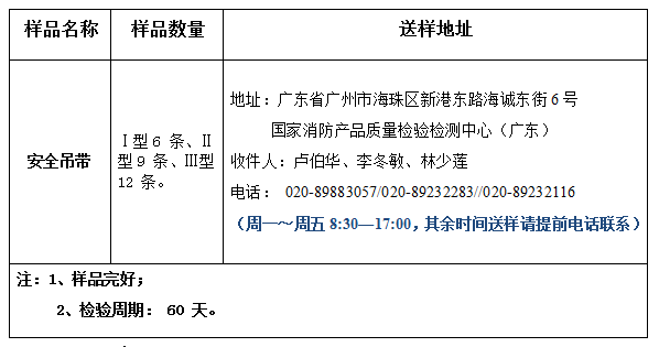 安全吊帶產(chǎn)品認證型式試驗業(yè)務辦理指南（廣東所）