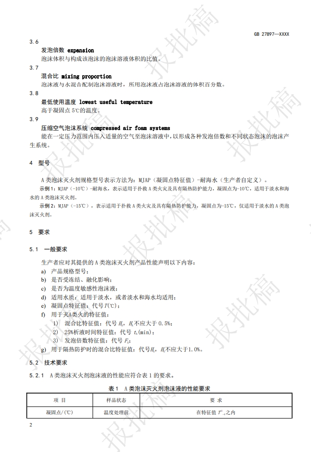 《A類泡沫滅火劑》報批稿